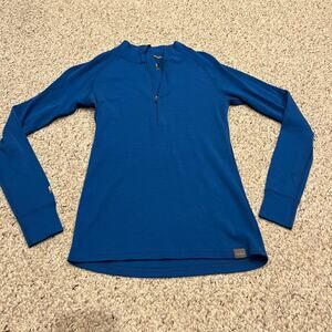 Meriwool Quarter Zip Merino Wool Baselayer Sz S Blue Outdoor Gorpcore Hike